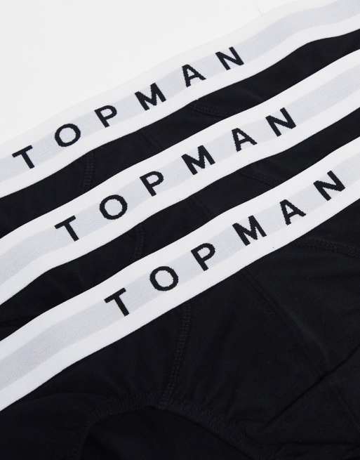 Topman 3 pack briefs in black with white waistbands | ASOS
