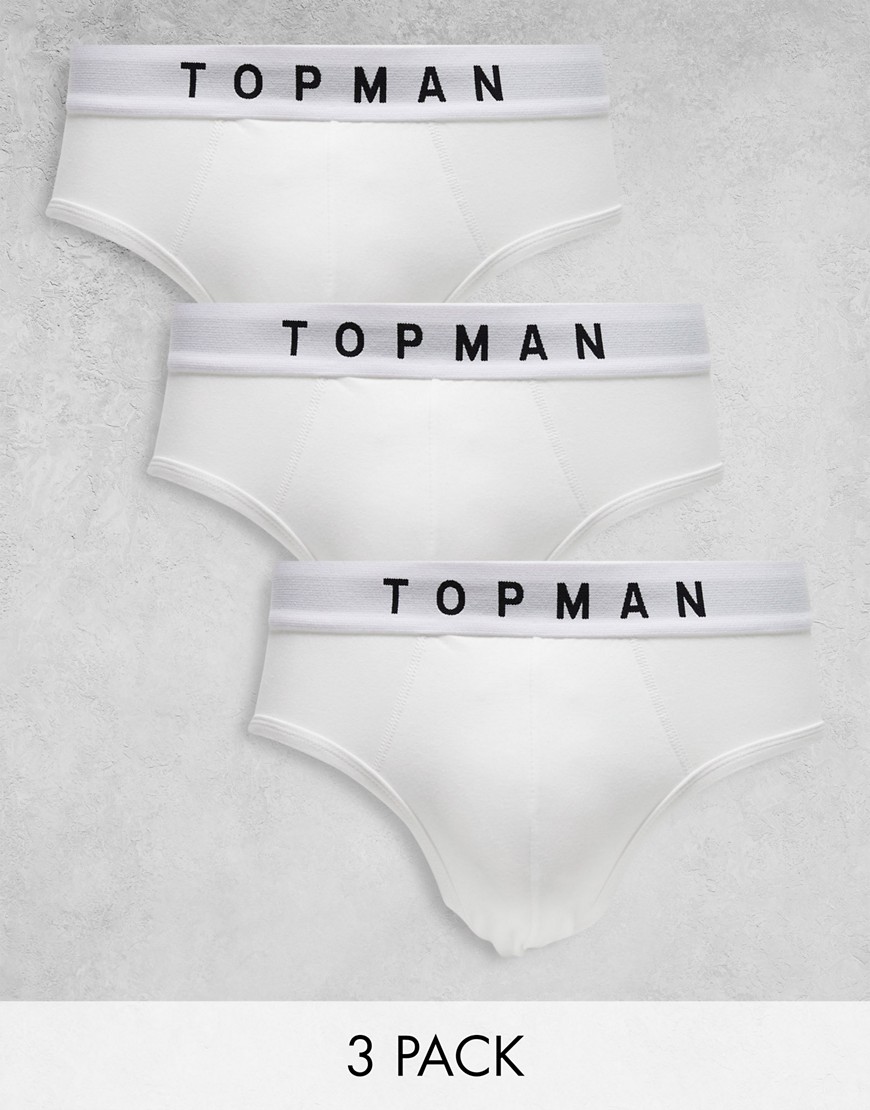 3 pack briefs in white with white waistband