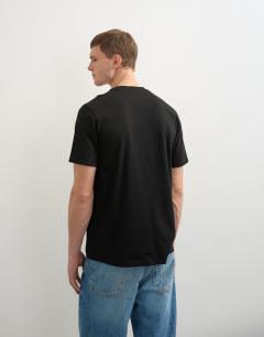 Model wearing 3 pack classic fit t-shirt in black, charcoal and burgundy