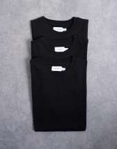 Topman 3 pack classic fit t-shirt in black