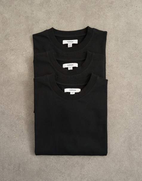 Topman 3 pack classic fit T-shirt in black - view 1