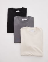 Topman 3 pack classic fit t-shirt in ecru, charcoal and black