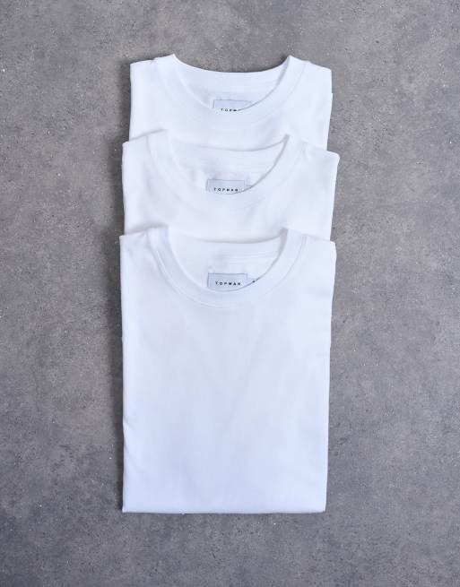 Topman 3 pack classic fit t-shirt in white - WHITE