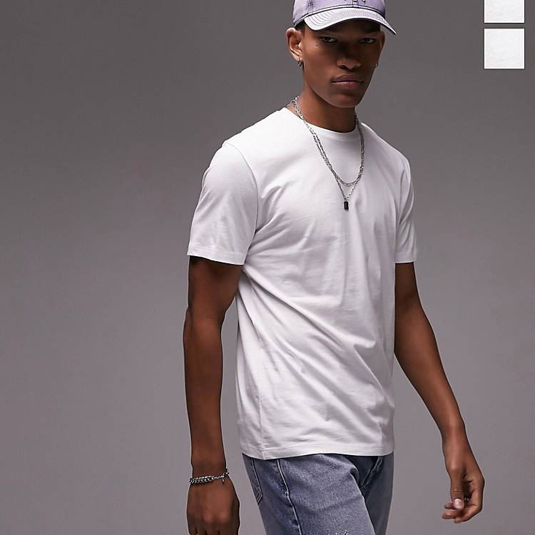 oprejst skitse Glatte Topman 3 pack classic fit t-shirt in white | ASOS
