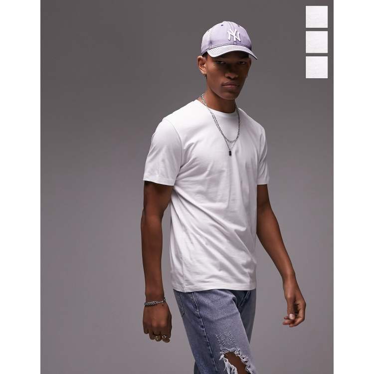 Topman 3 pack classic fit T-shirt in white