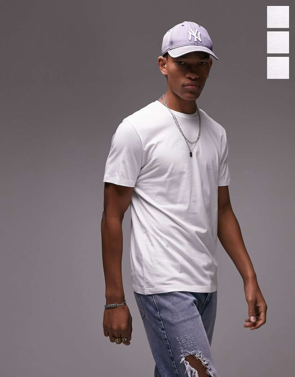 Topman 7 pack classic t-shirt in white