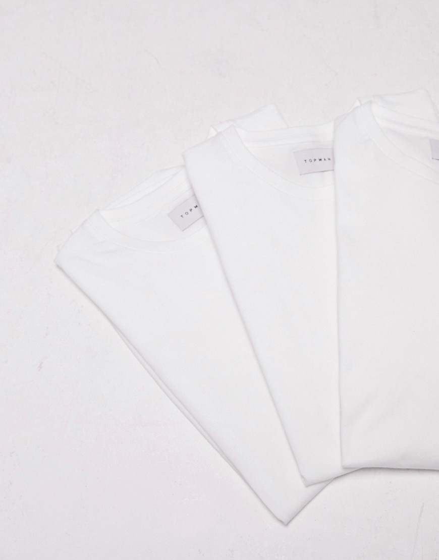 Topman 3 pack classic fit t-shirt in white