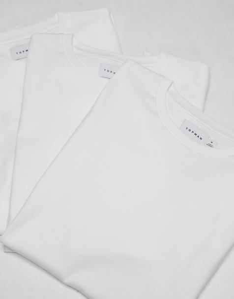 Topman 3 pack classic fit t-shirt in white - view 1