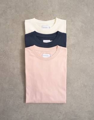 Topman 3 Pack Classic Fit T-shirts In Multi