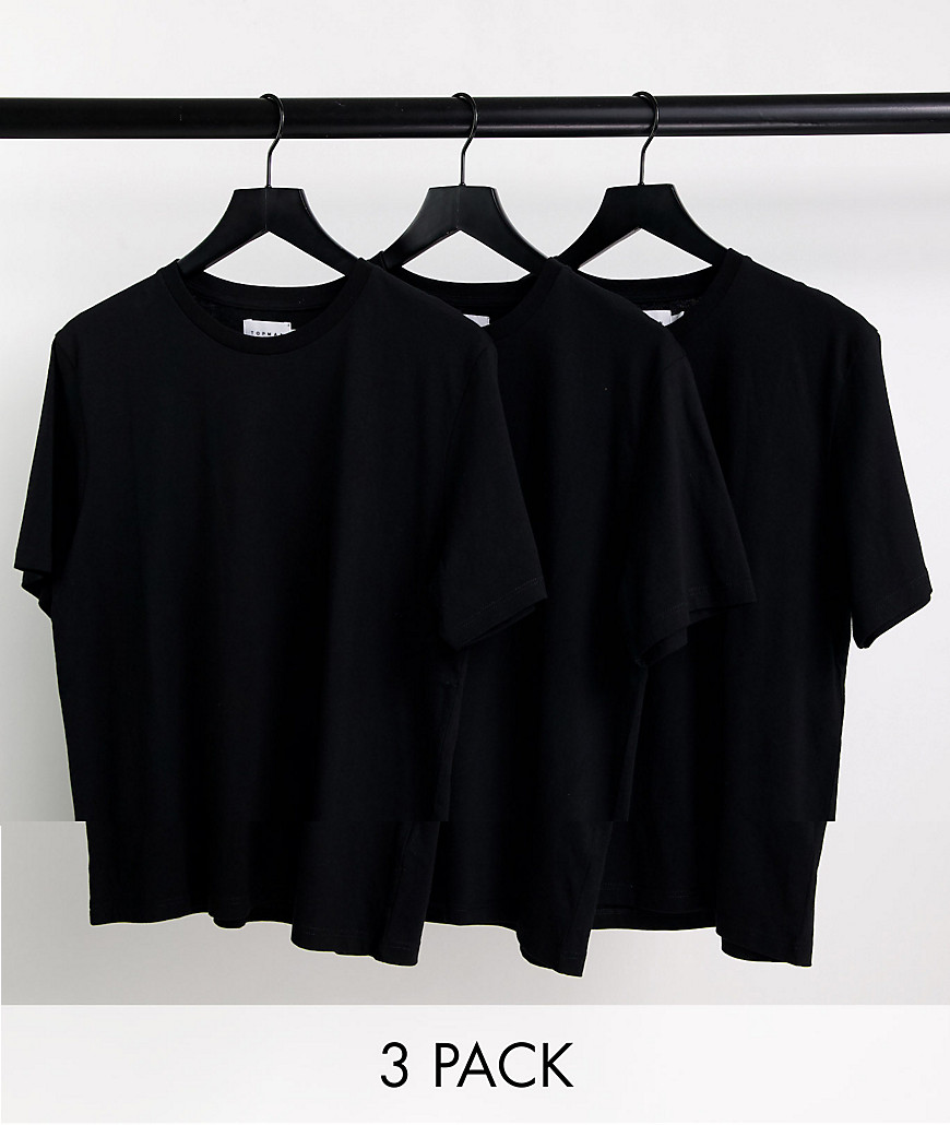 topman 3 pack classic t-shirt in black