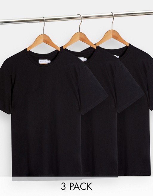 Topman 3 pack classic t-shirts in black