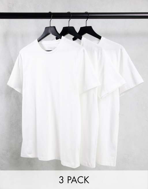 Topman 3 pack cotton classic t-shirt in white - WHITE