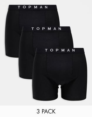 Topman 3 Pack Briefs In Black With Black Waistbands-multi In Black