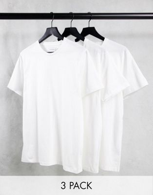 Topman 3 pack cotton classic t-shirt in white - WHITE
