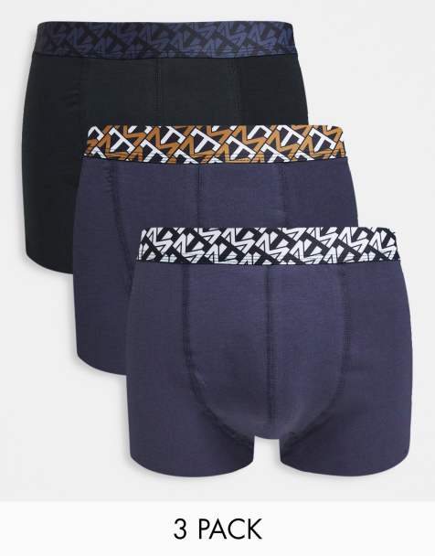 Topman 3 pack print waistband trunks in multi - view 1