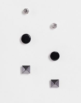 Topman 3 pack pyramid style earring