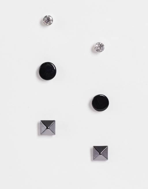 Topman 3 pack pyramid style earring