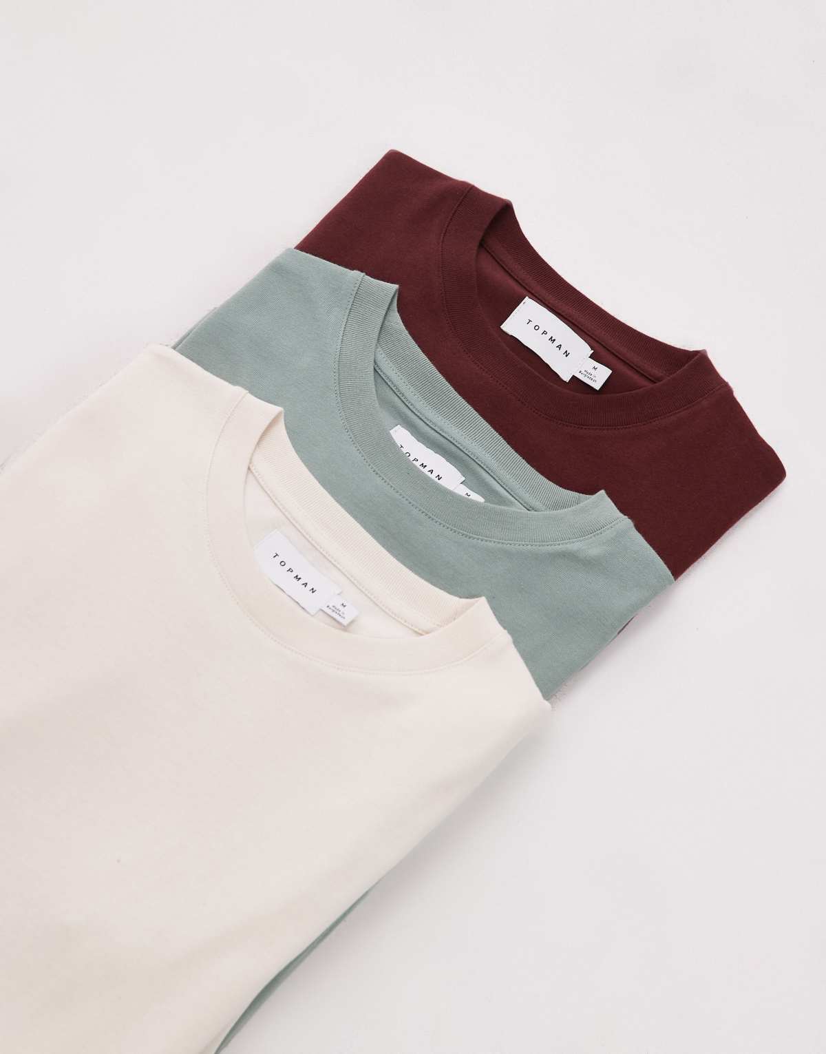 Topman 3 pack regular fit t-shirt in ecru, sage and brown