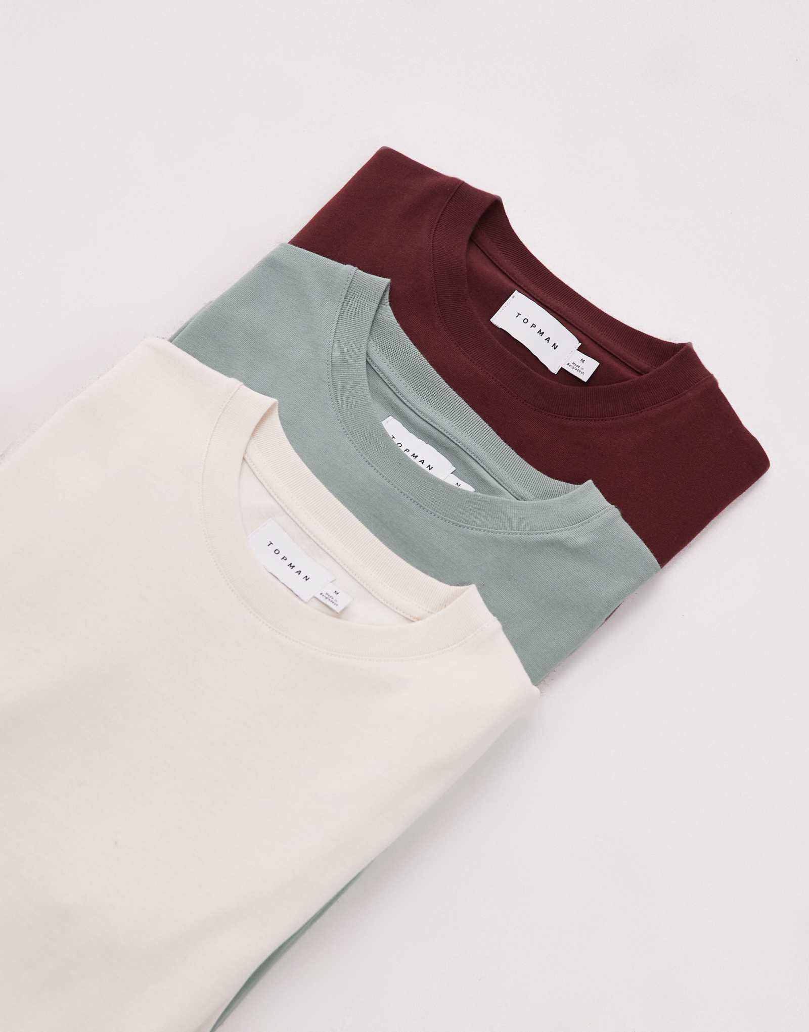 Футболка Topman 3 pack regular fit цвета экрю, шалфея и коричневого