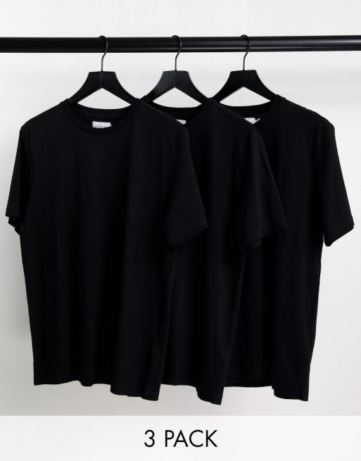 Topman 3 pack regular t-shirt in black