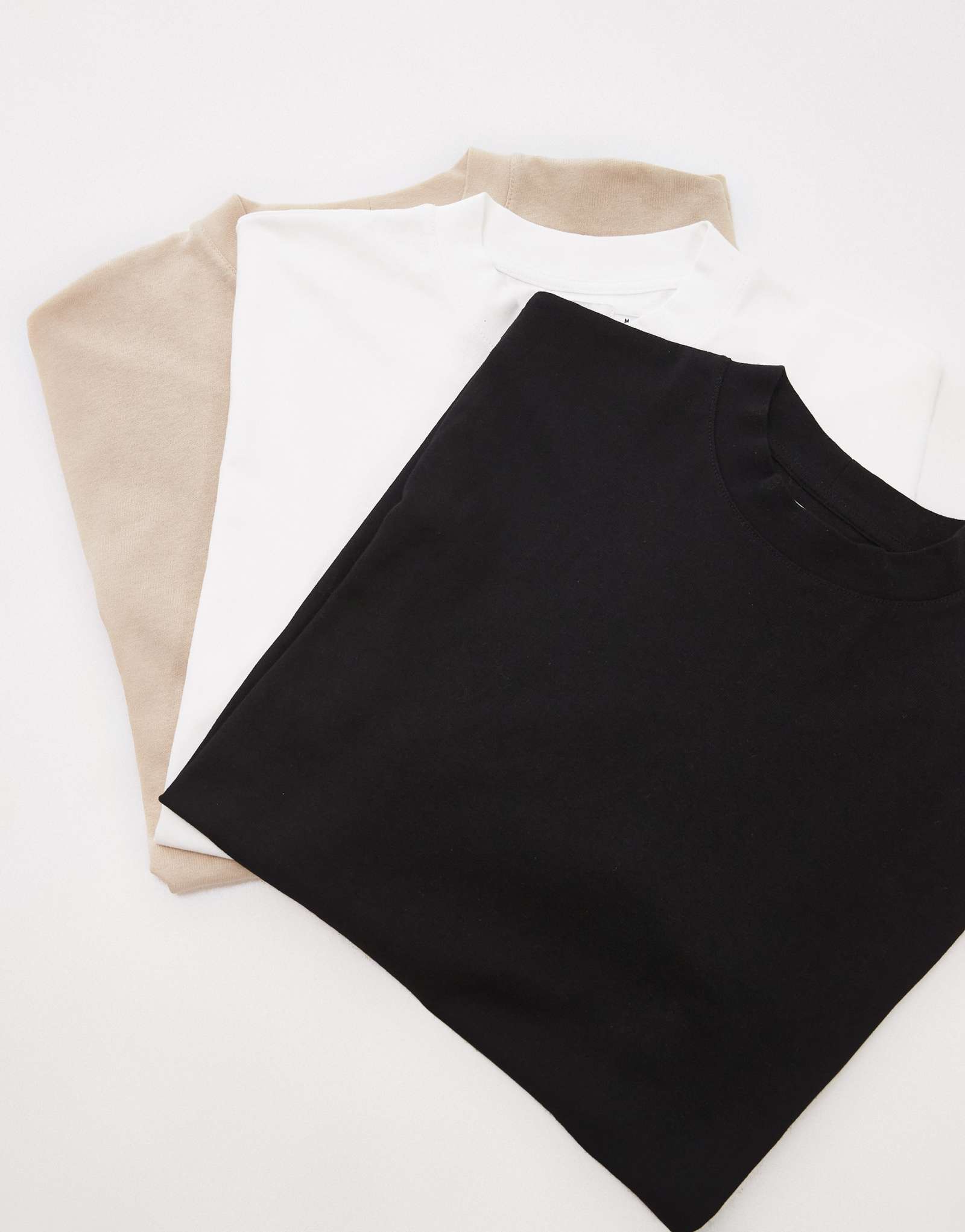 Комплект из 3 футболок свободного кроя Topman  черного, белого и кремового цветов