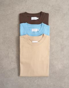 3 pack relaxed fit t-shirt in brown, stone and blue 