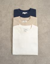 Topman 3 pack relaxed fit t-shirt in ecru, navy and stone