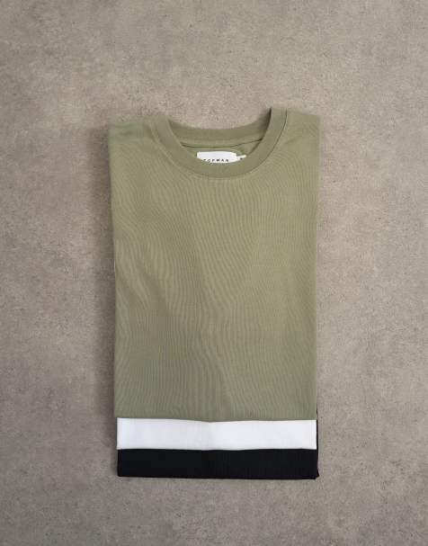 Topman 3 pack relaxed fit t-shirt in white, black and khaki - MULTI - view 1