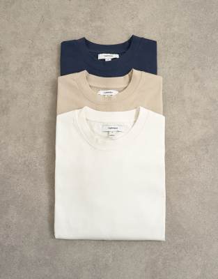 Topman 3 Pack Relaxed Fit T-shirts In Multi