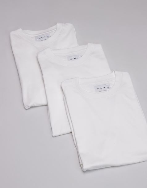 Topman 3-pack relaxed fit T-shirts in white - view 1