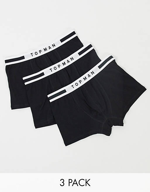 Topman 3 pack smart waistband trunks in black | ASOS
