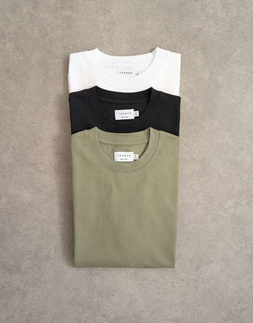 Topman – Zestaw 3 T-shirtów o klasycznym kroju w kolorach granatowym, ecru i różowym, 2 z 3