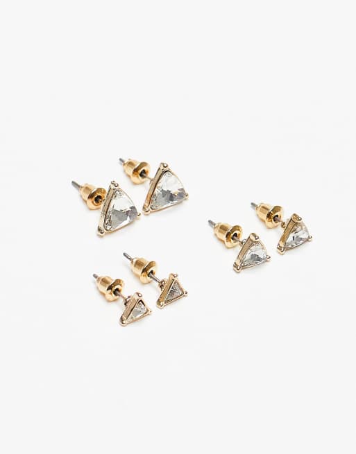 Topman 3 pack triangle design earrings
