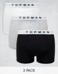 [Topman] Topman 3 pack trunks in black, white and grey marl with white waistbands-Multi M MULTI