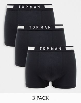 Topman 3 pack trunks in black with black waistband