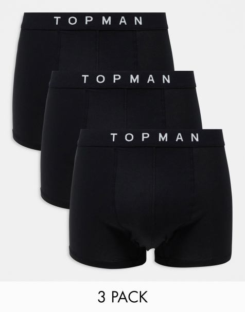Topman 3 pack trunks in black with black waistbands - view 1