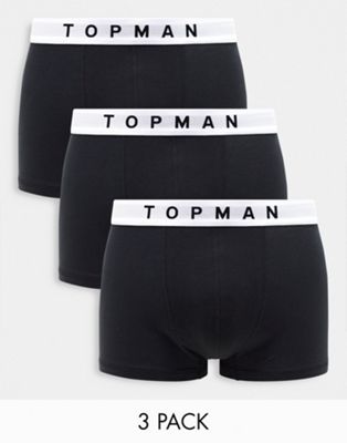 Topman 3 pack trunks in black with white waistband