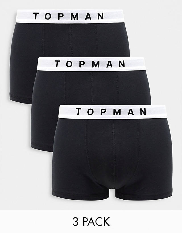 Topman - 3 pack trunks in black with white waistband