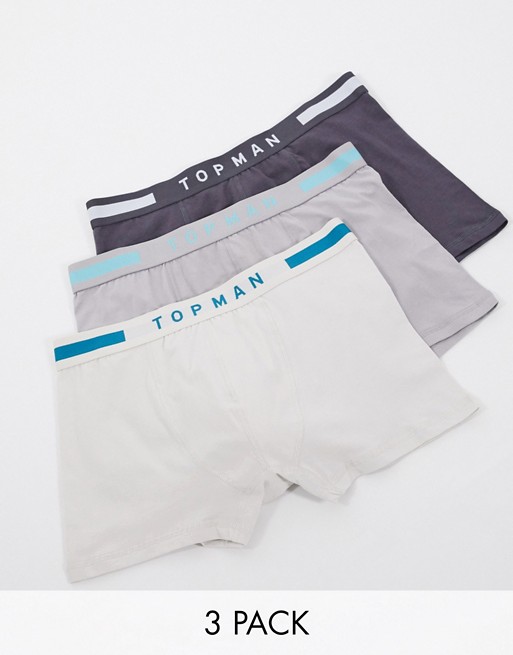 Topman 3 pack trunks in grey & blue