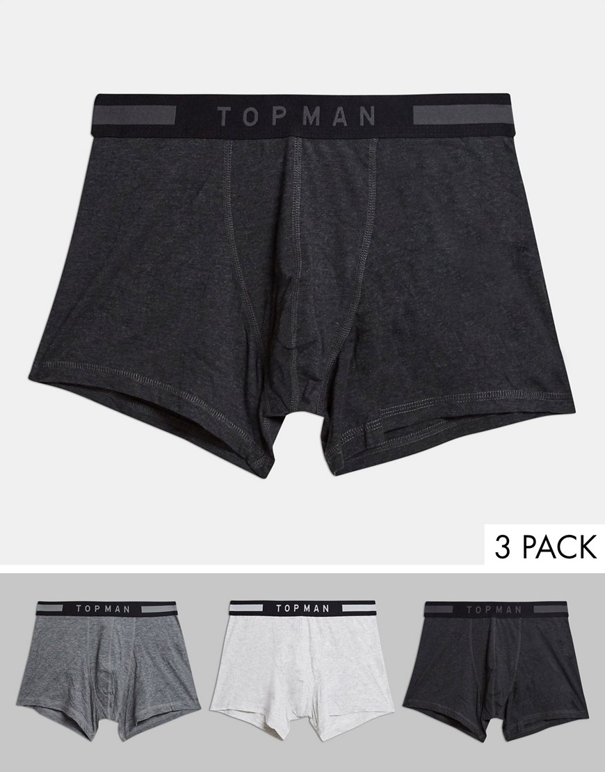 Topman 3 pack trunks in multi gray marl