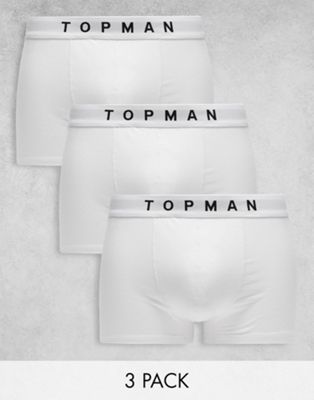 Topman 3 pack trunks in white with white waistbands - ASOS Price Checker