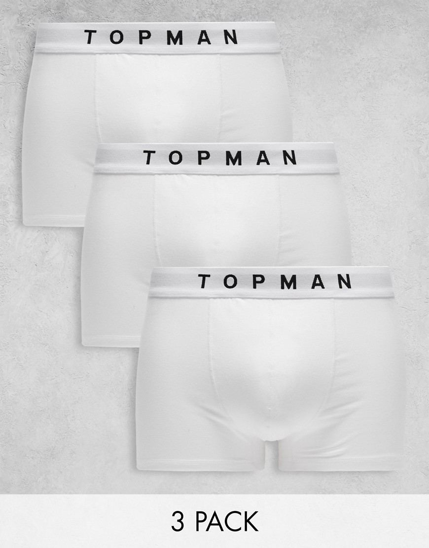 Topman 3 pack trunks in white with white waistbands