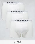 [Topman] Topman 3 pack trunks in white with white waistbands-Multi S MULTI