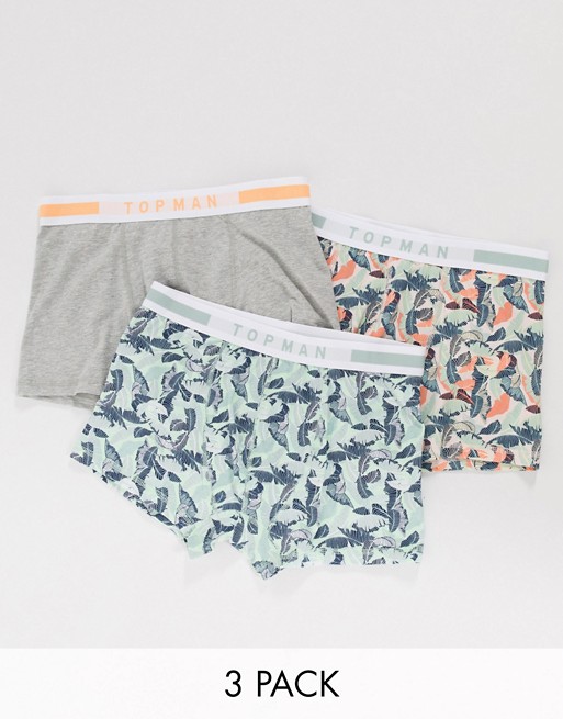 Topman 3 pack trunks with leaf print