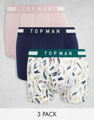 Topman 3 pack trunks with paint stroke print