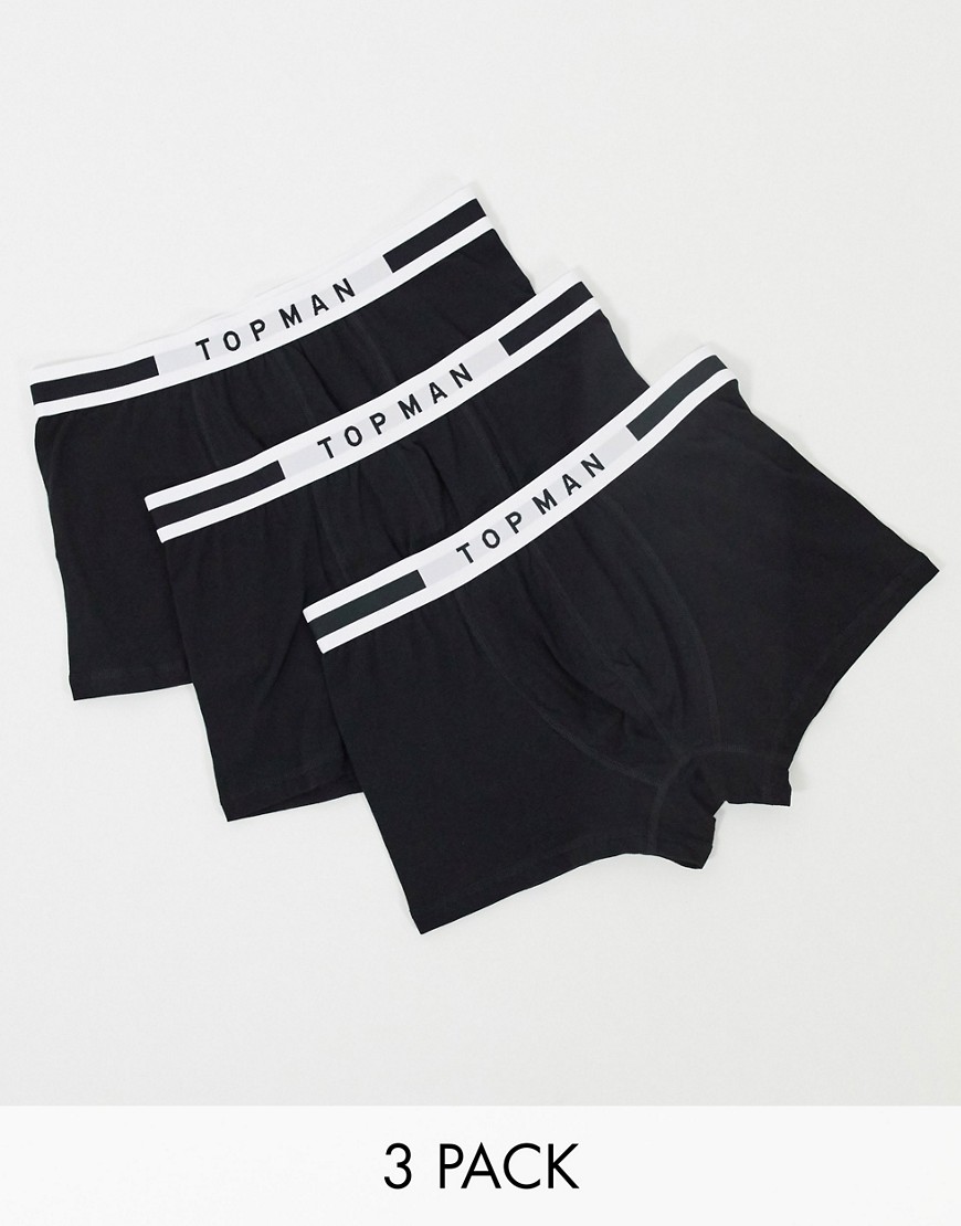 Topman 3 pack trunks with smart waistband in black-Multi