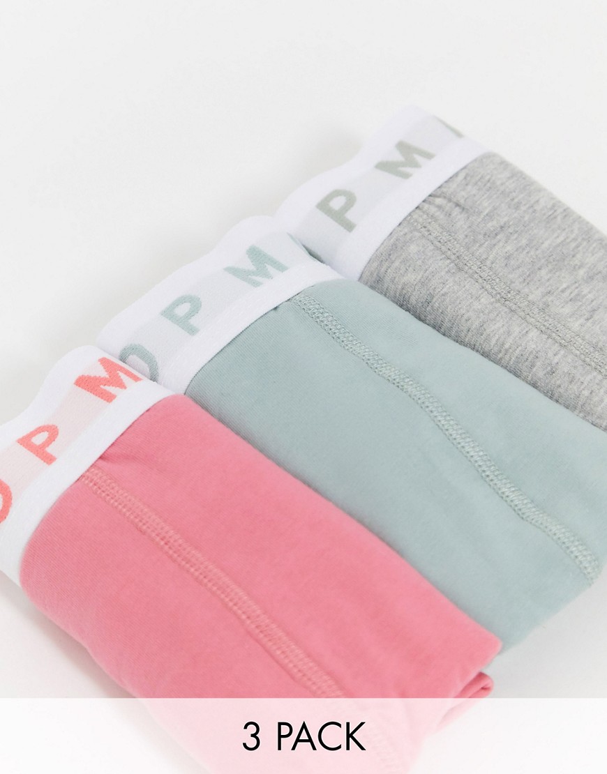 Topman 3 pack underwear in khaki gray and pink-Multi