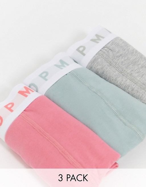 Topman 3 pack underwear in khaki grey and pink