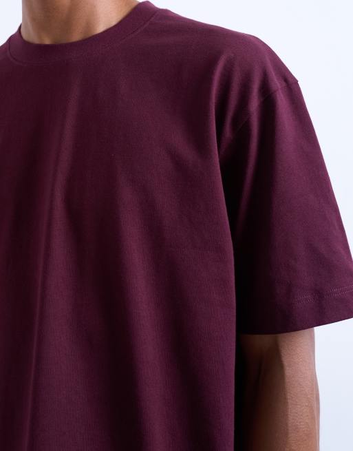 Topman – 3er-Pack Relaxed-Fit-T-Shirts in Schwarz, Marineblau und Burgunderrot , 3 von 5
