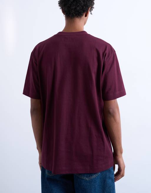 Topman – 3er-Pack Relaxed-Fit-T-Shirts in Schwarz, Marineblau und Burgunderrot , 4 von 5